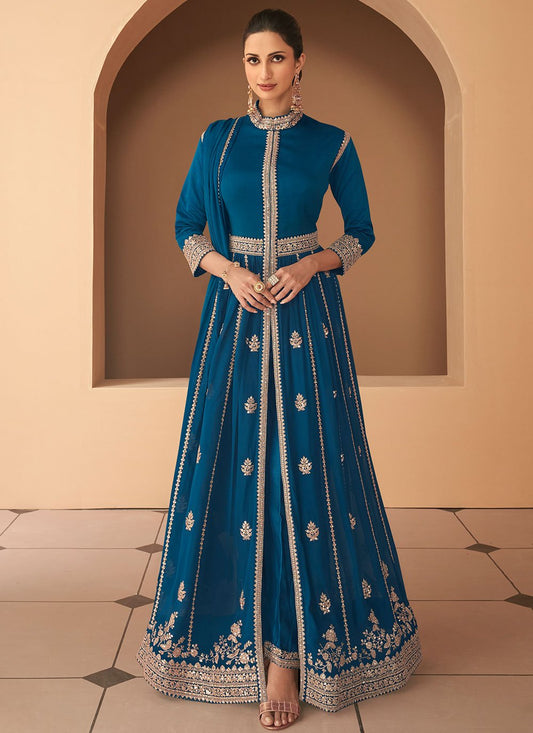 Gown Georgette Silk Rama Embroidered Gown