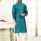 Kurta Pyjama Banarasi Silk Jacquard Rama Fancy Work Mens