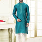 Kurta Pyjama Banarasi Silk Jacquard Rama Fancy Work Mens