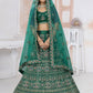 Lehenga Choli Net Rama Embroidered Lehenga Choli