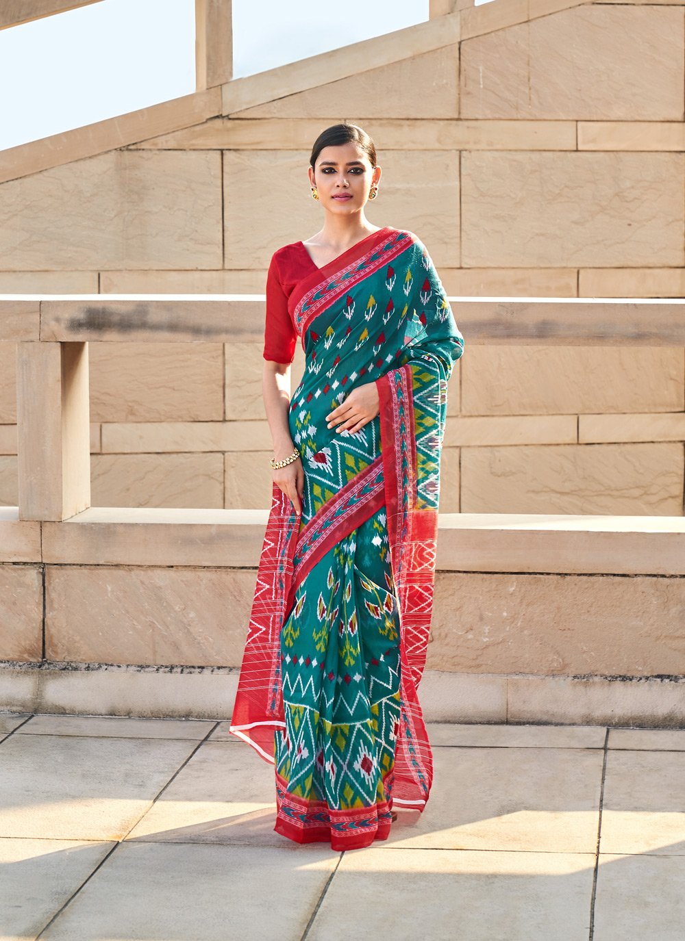 Casual Cotton Rama Print Saree