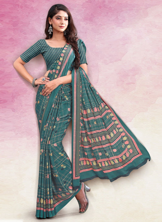 Trendy Saree Faux Crepe Rama Print Saree