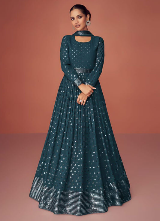 Salwar Suit Georgette Rama Embroidered Salwar Kameez