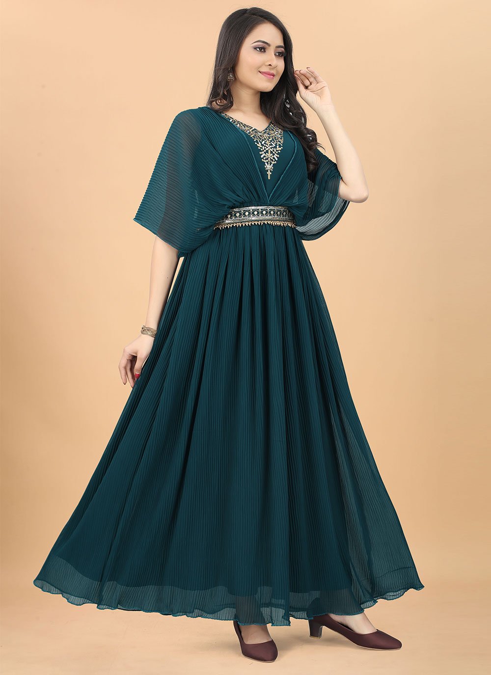 Gown Georgette Rama Embroidered Gown