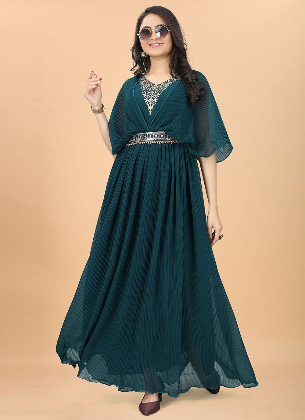 Gown Georgette Rama Embroidered Gown