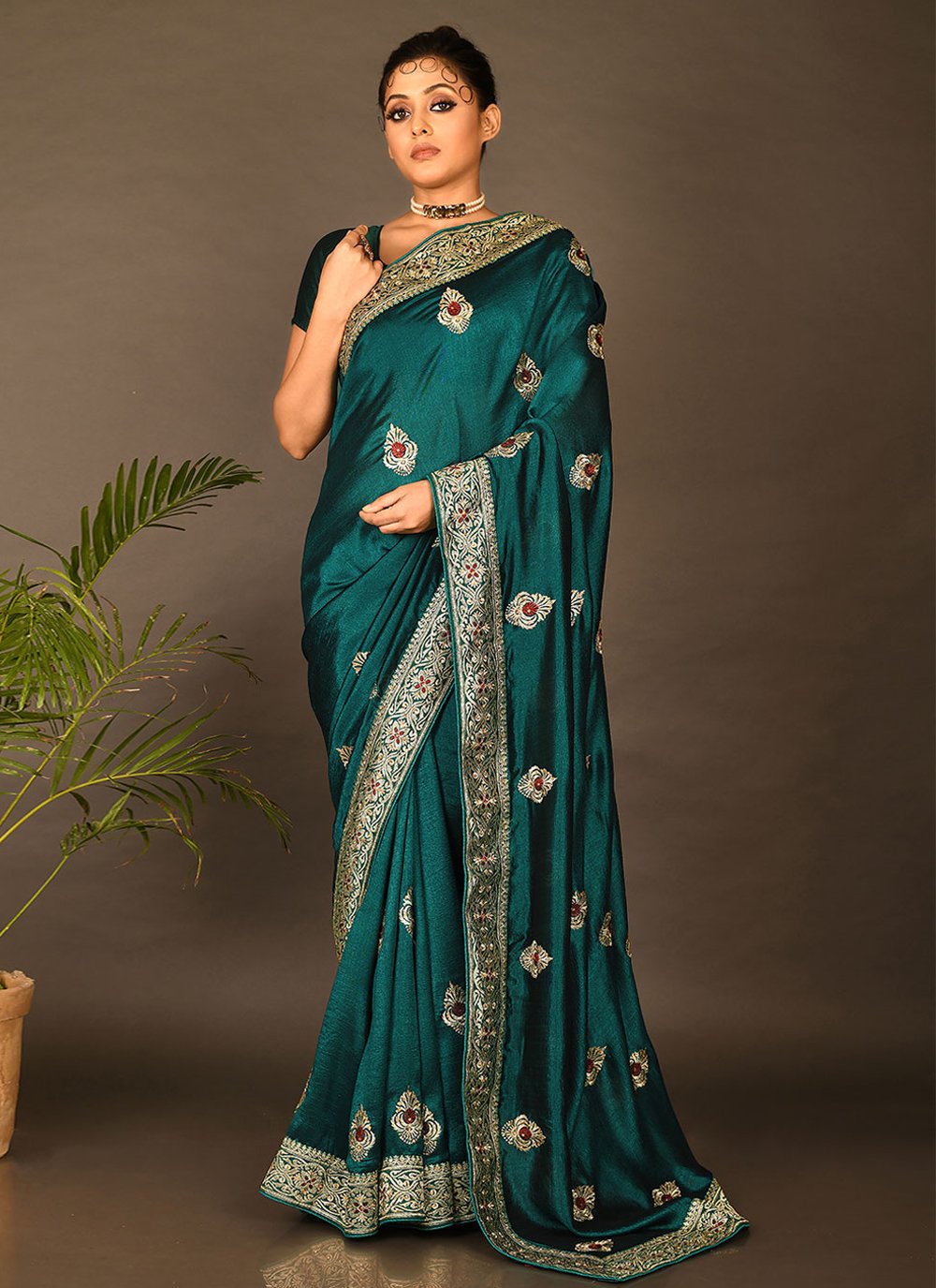 Traditional Saree Rangoli Blue Zari Saree