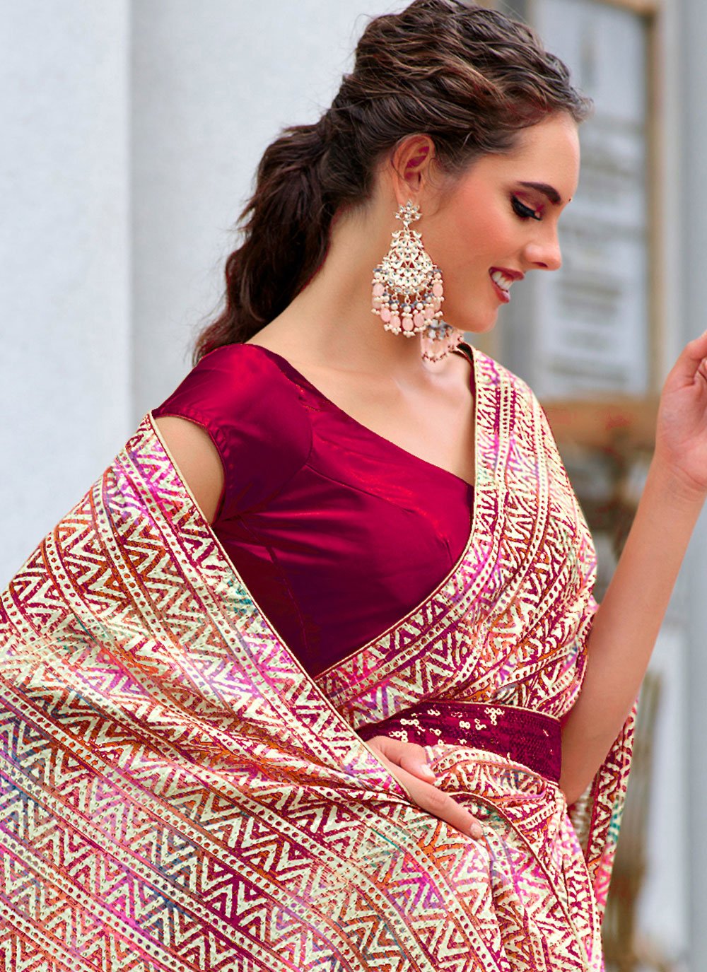 Trendy Saree Rangoli Silk Multi Colour Digital Print Saree