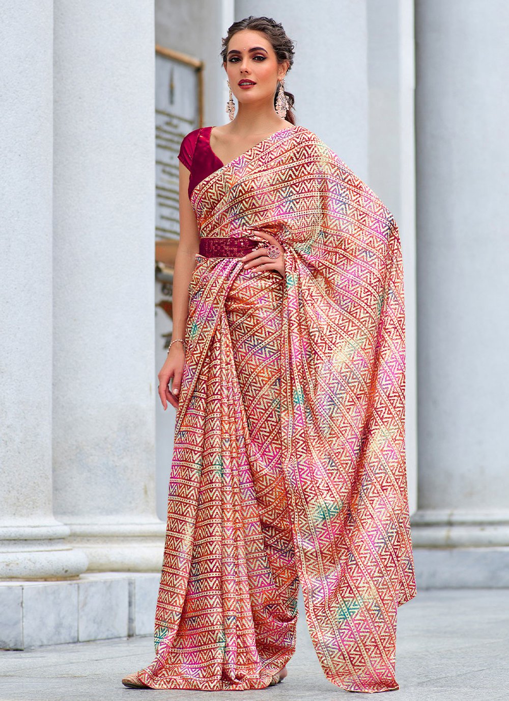 Trendy Saree Rangoli Silk Multi Colour Digital Print Saree