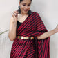 Classic Rangoli Silk Black Red Strips Print Saree