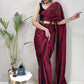 Classic Rangoli Silk Black Red Strips Print Saree