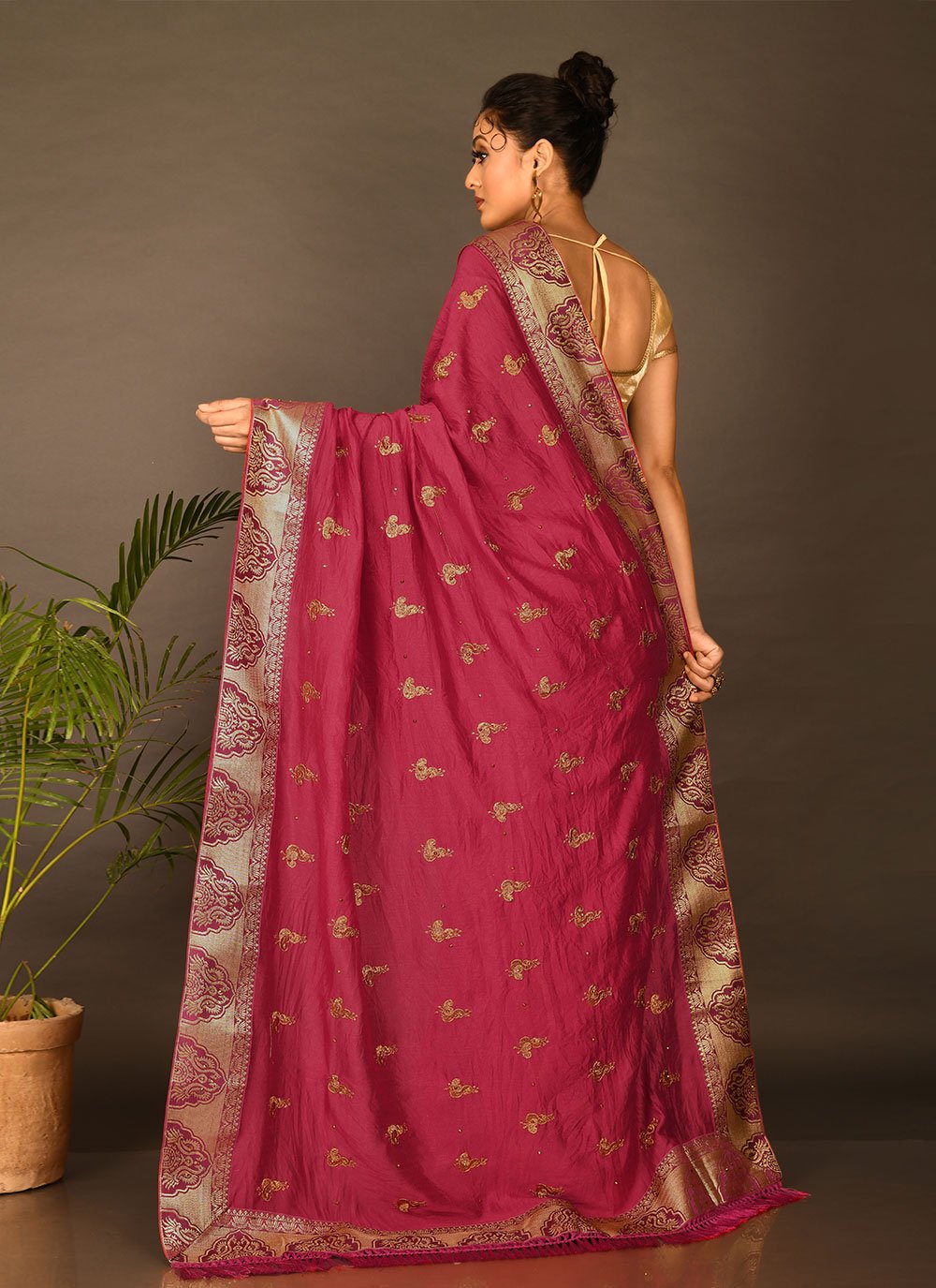 Silk Saree Rangoli Pink Zari Saree