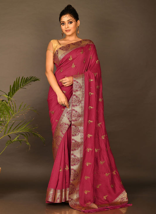 Silk Saree Rangoli Pink Zari Saree