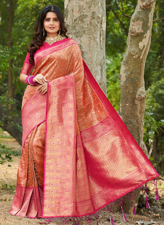 Traditional Saree Banarasi Silk Rani Red Weaving Saree