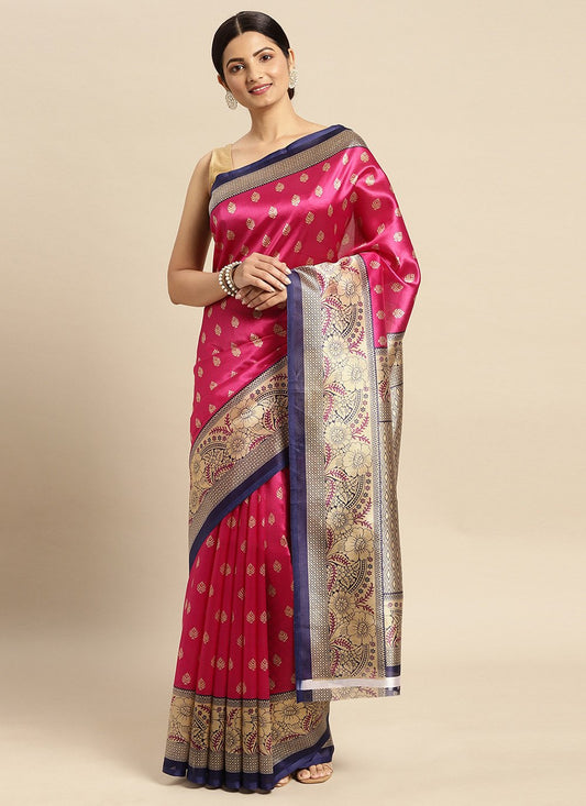 Casual Art Silk Rani Weaving Saree