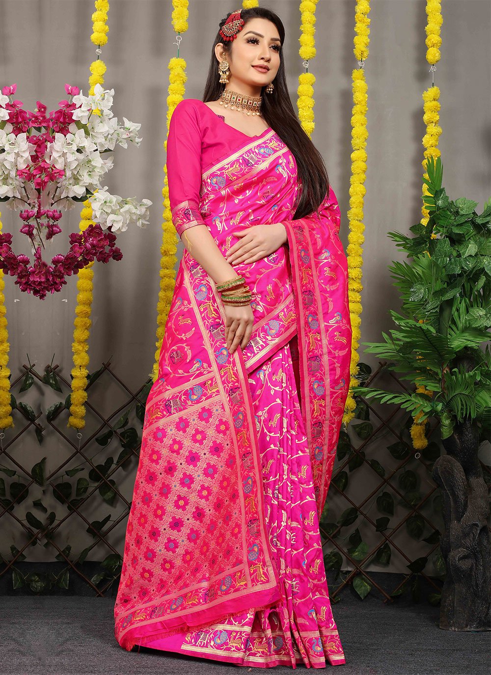 Classic Banarasi Silk Rani Jacquard Work Saree