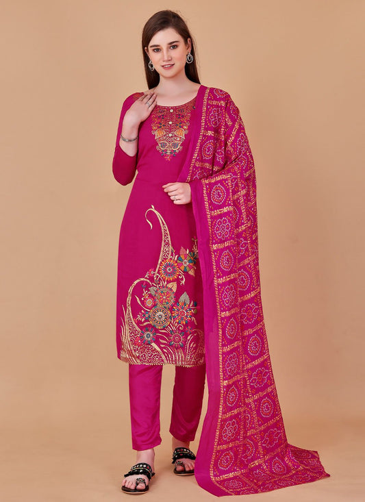 Salwar Suit Banarasi Silk Rani Jacquard Work Salwar Kameez