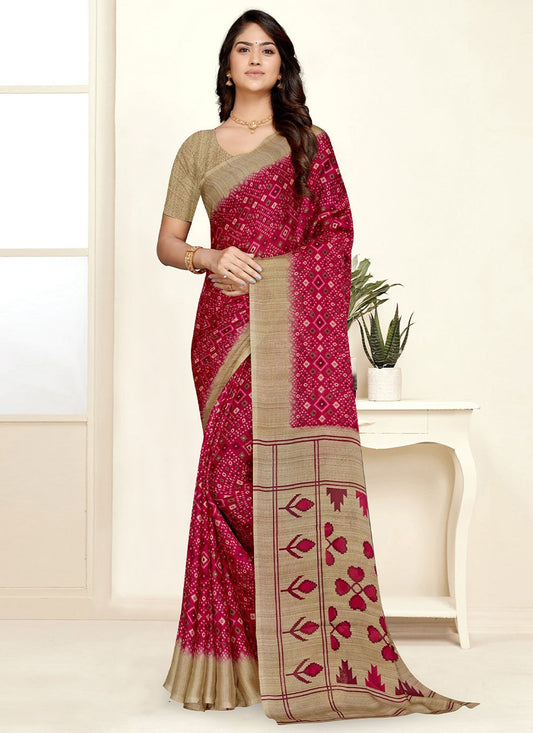 Trendy Saree Chiffon Rani Print Saree