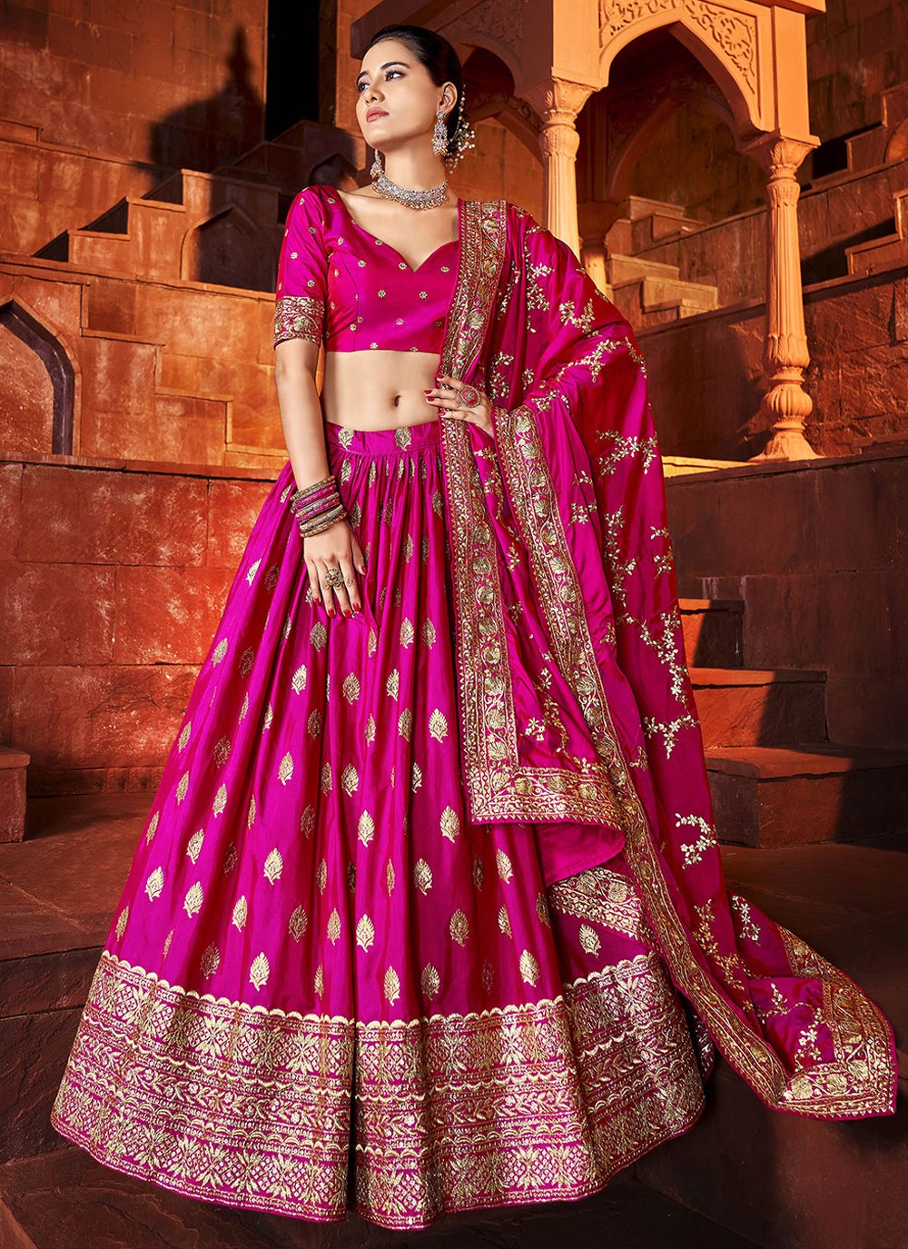 Lehenga Choli Silk Rani Embroidered Lehenga Choli