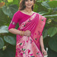 Contemporary Silk Rani Floral Patch Saree