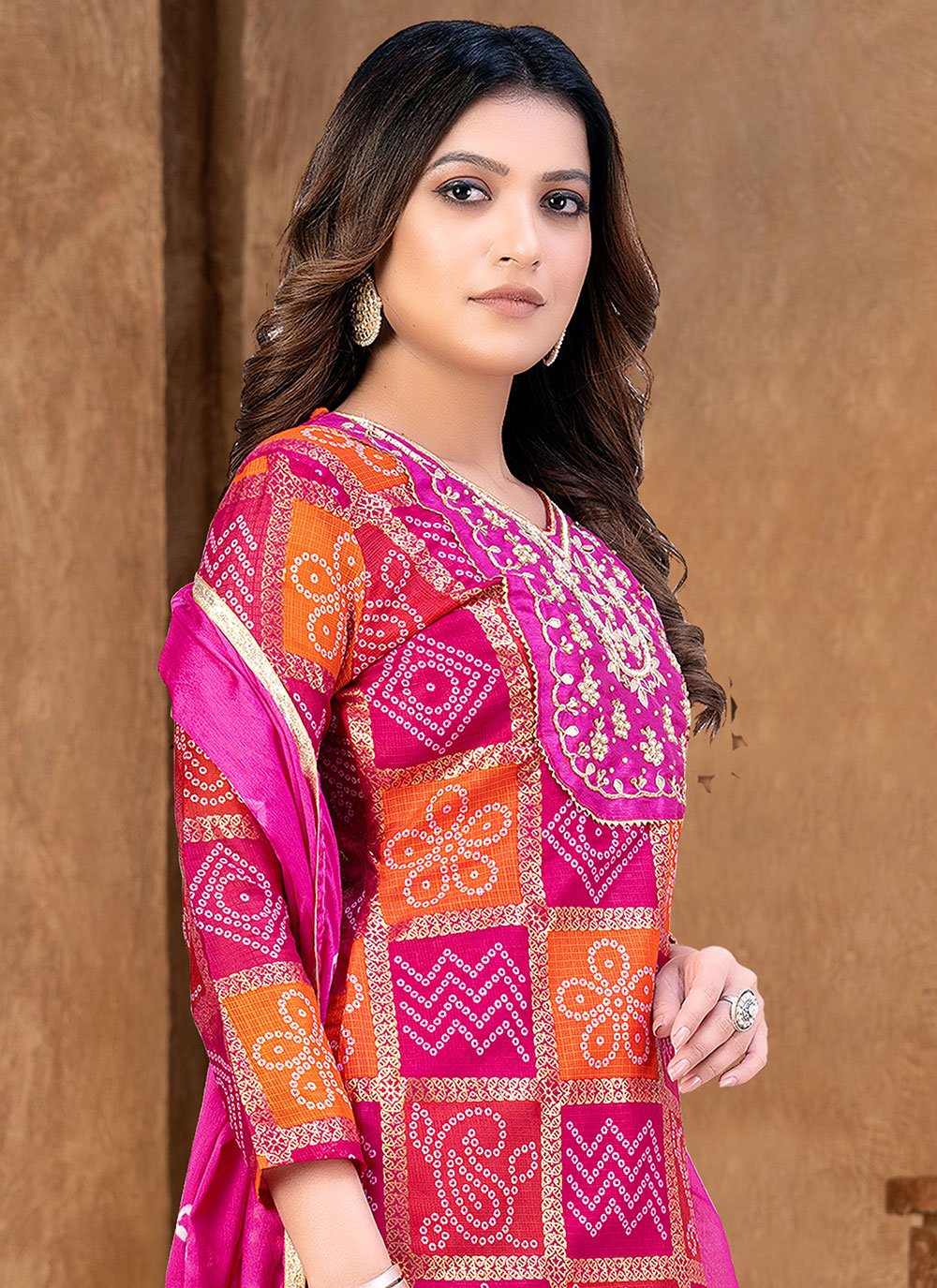 Salwar Suit Fancy Fabric Rani Hand Work Salwar Kameez