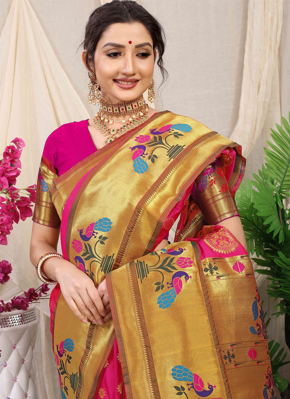 Classic Banarasi Silk Rani Weaving Saree