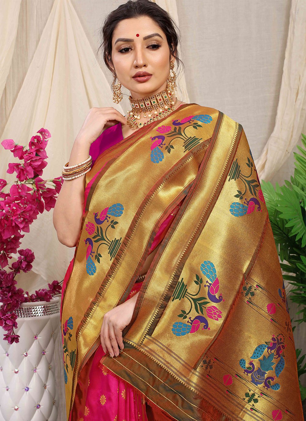 Classic Banarasi Silk Rani Weaving Saree