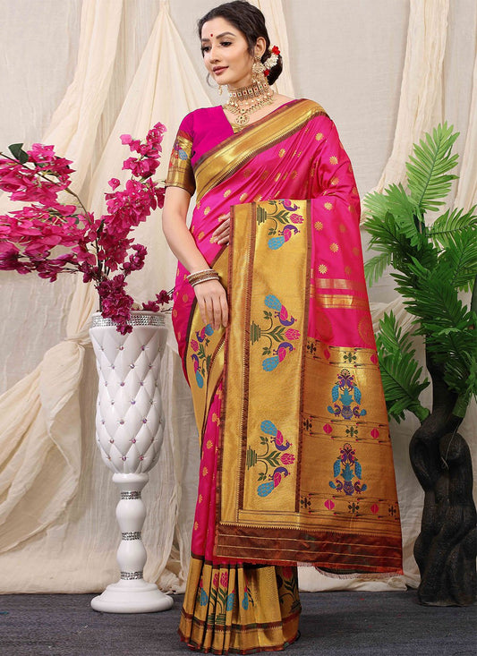 Classic Banarasi Silk Rani Weaving Saree