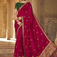 Designer Art Silk Rani Embroidered Saree