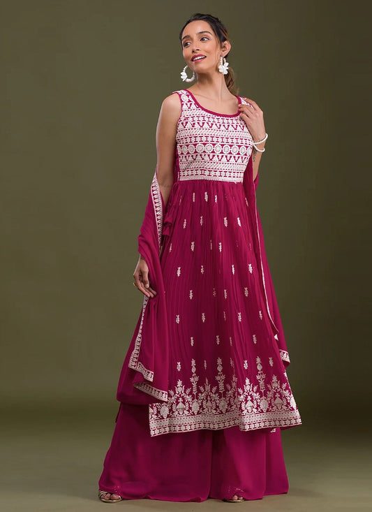 Salwar Suit Faux Georgette Rani Embroidered Salwar Kameez