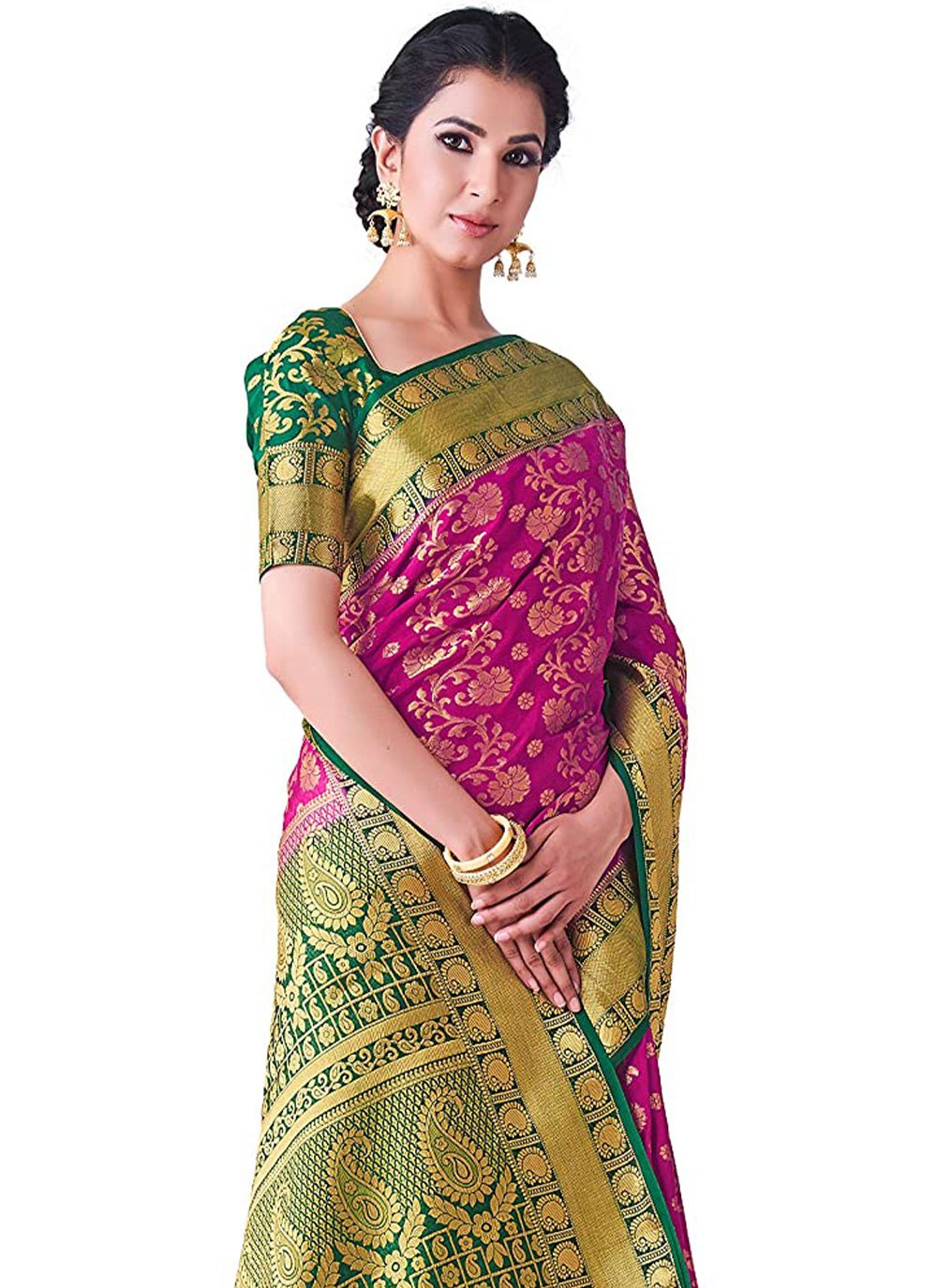 Trendy Saree Kanjivaram Silk Rani Zari Saree