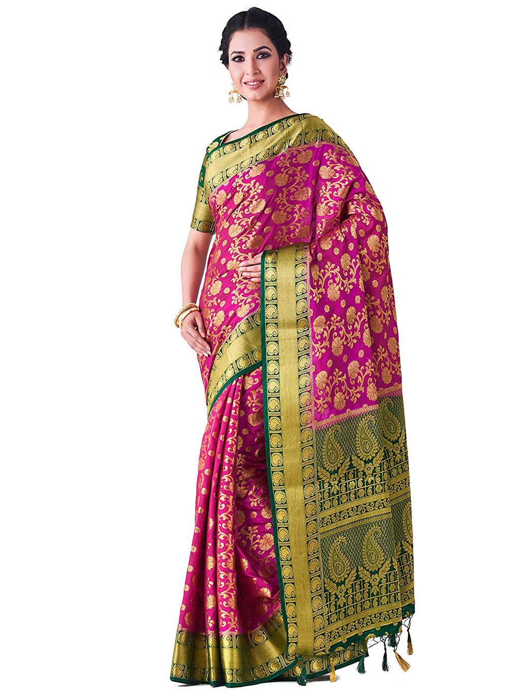 Trendy Saree Kanjivaram Silk Rani Zari Saree