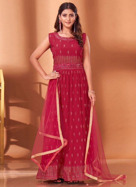 Gown Georgette Rani Mirror Gown