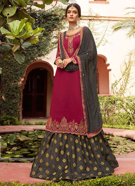 Lehenga Choli Georgette Satin Rani Diamond Lehenga Choli