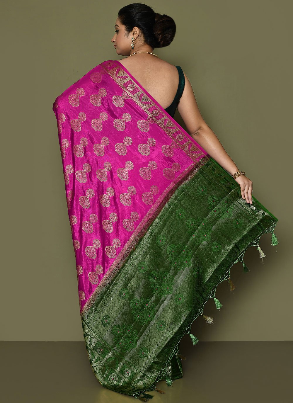 Contemporary Kanjivaram Silk Rani Weaving Saree