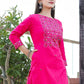 Designer Kurti Cotton Rani Embroidered Kurtis