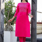 Designer Kurti Cotton Rani Embroidered Kurtis