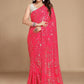 Contemporary Georgette Rani Sequins Saree