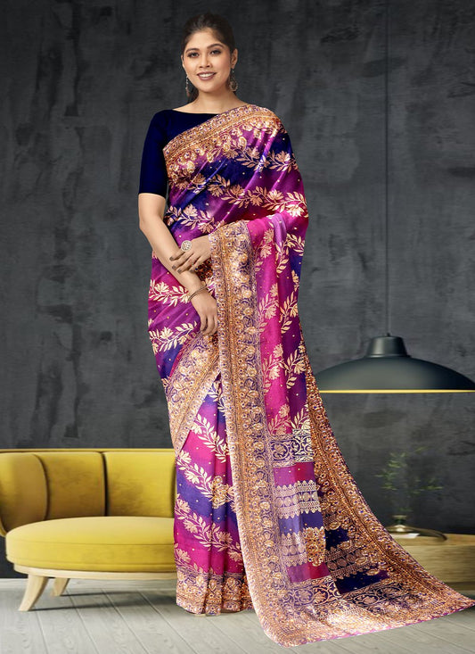 Classic Kanchipuram Silk Rani Hand Work Saree