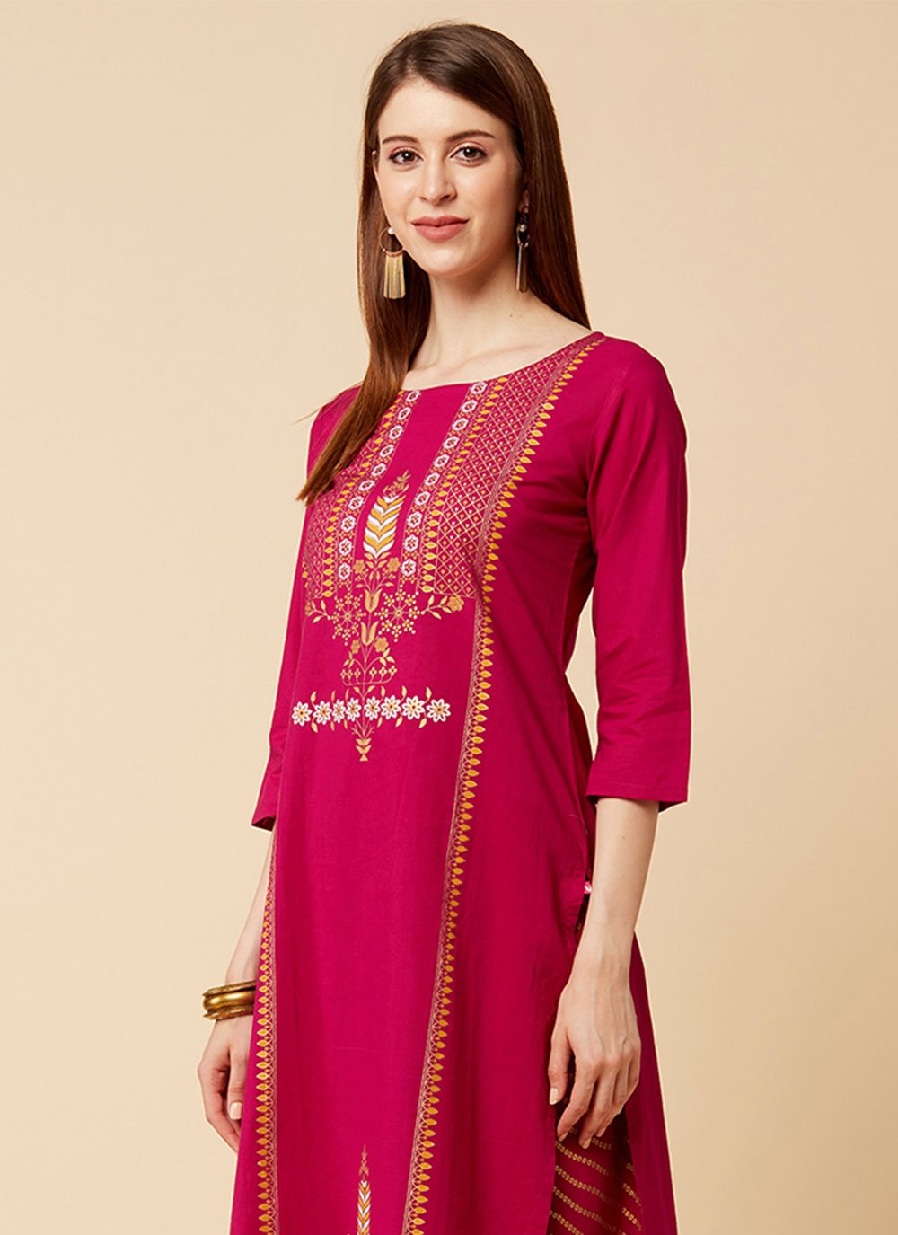 Party Wear Kurti Silk Blend Rani Print Kurtis