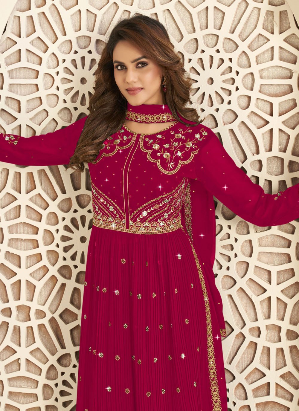 Salwar Suit Georgette Rani Embroidered Salwar Kameez