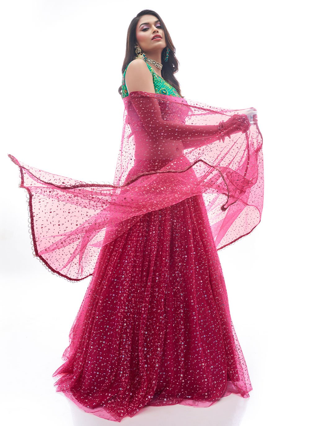 A Line Lehenga Net Rani Hand Work Lehenga Choli