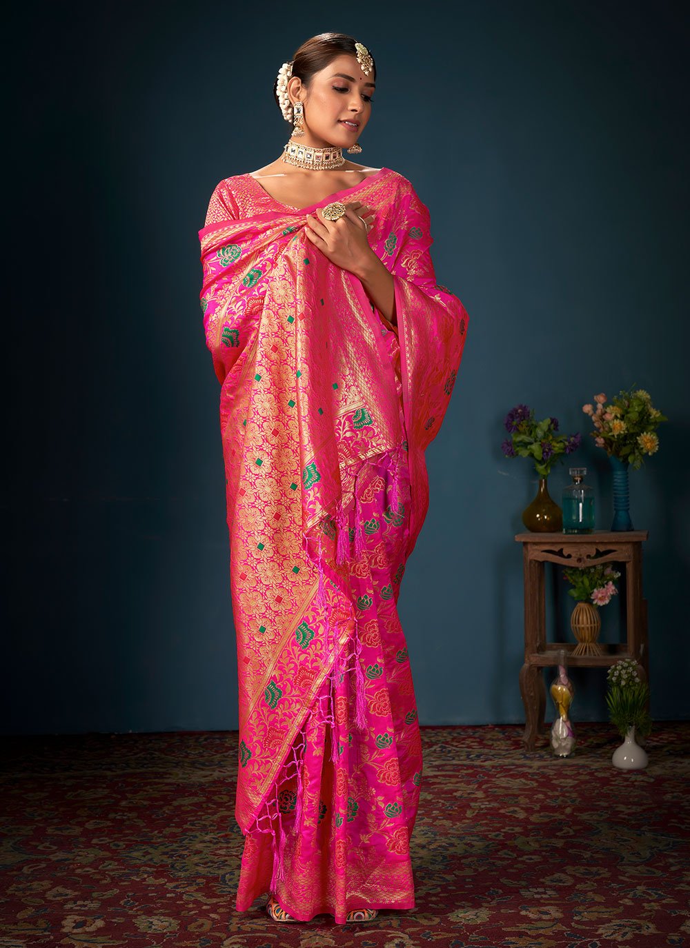 Trendy Saree Art Banarasi Silk Rani Woven Saree