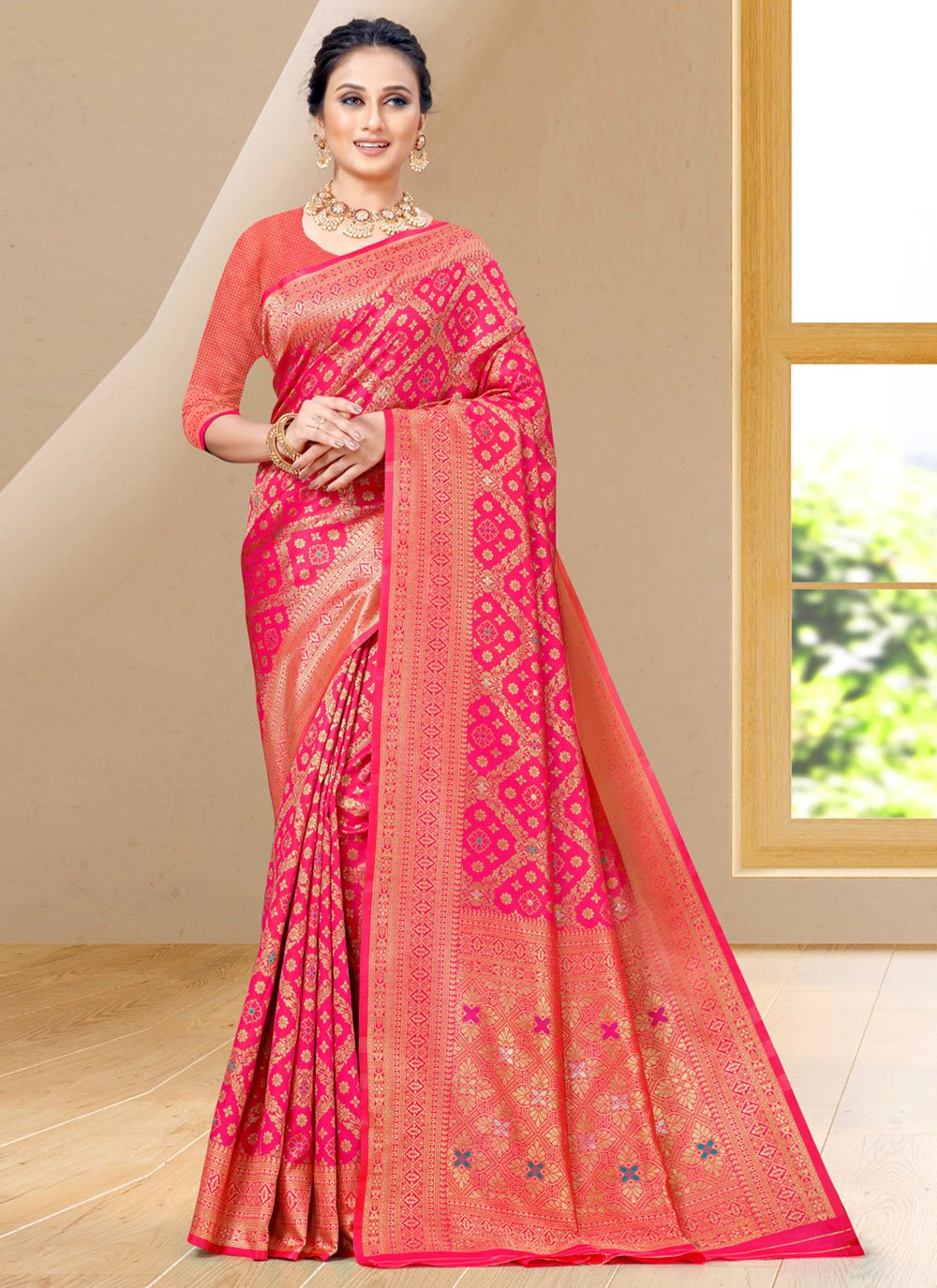 Classic Silk Rani Woven Saree