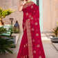 Classic Shimmer Silk Rani Embroidered Saree