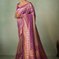 Bandhani Saree Raw Silk Purple Weaving Saree