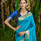 Classic Raw Silk Blue Woven Saree