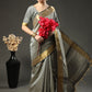 Classic Raw Silk Grey Patch Border Saree