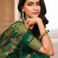 Contemporary Raw Silk Green Woven Saree