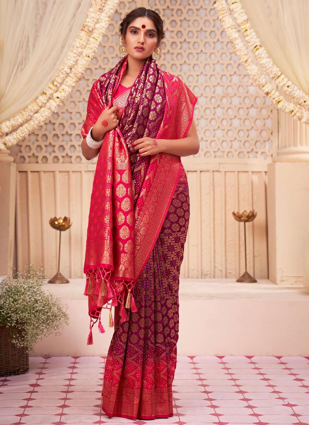 Contemporary Raw Silk Purple Woven Saree