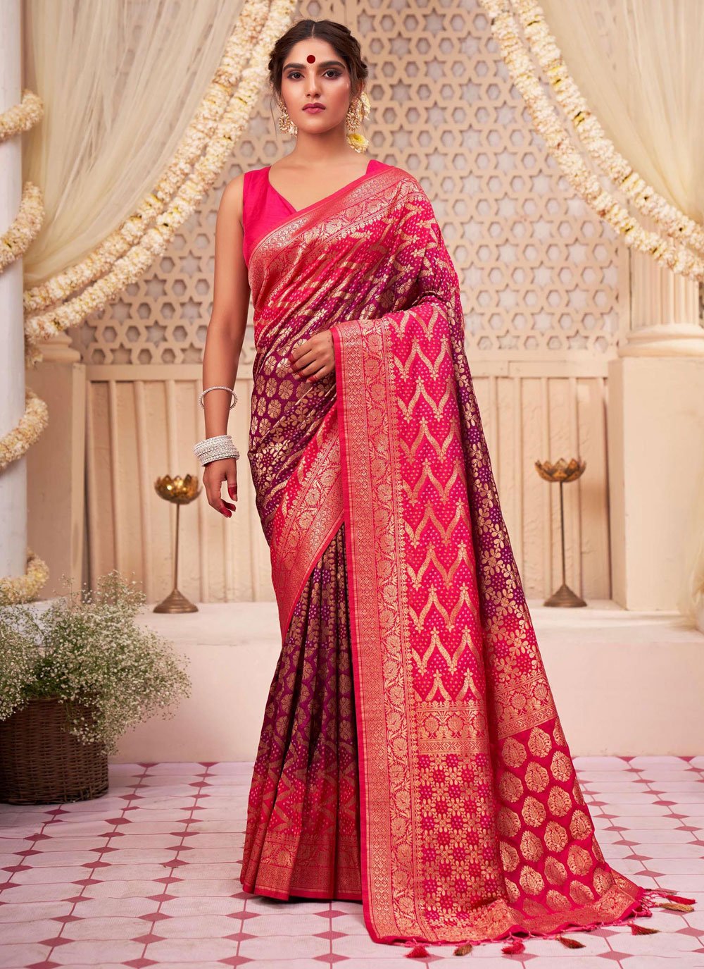 Contemporary Raw Silk Purple Woven Saree